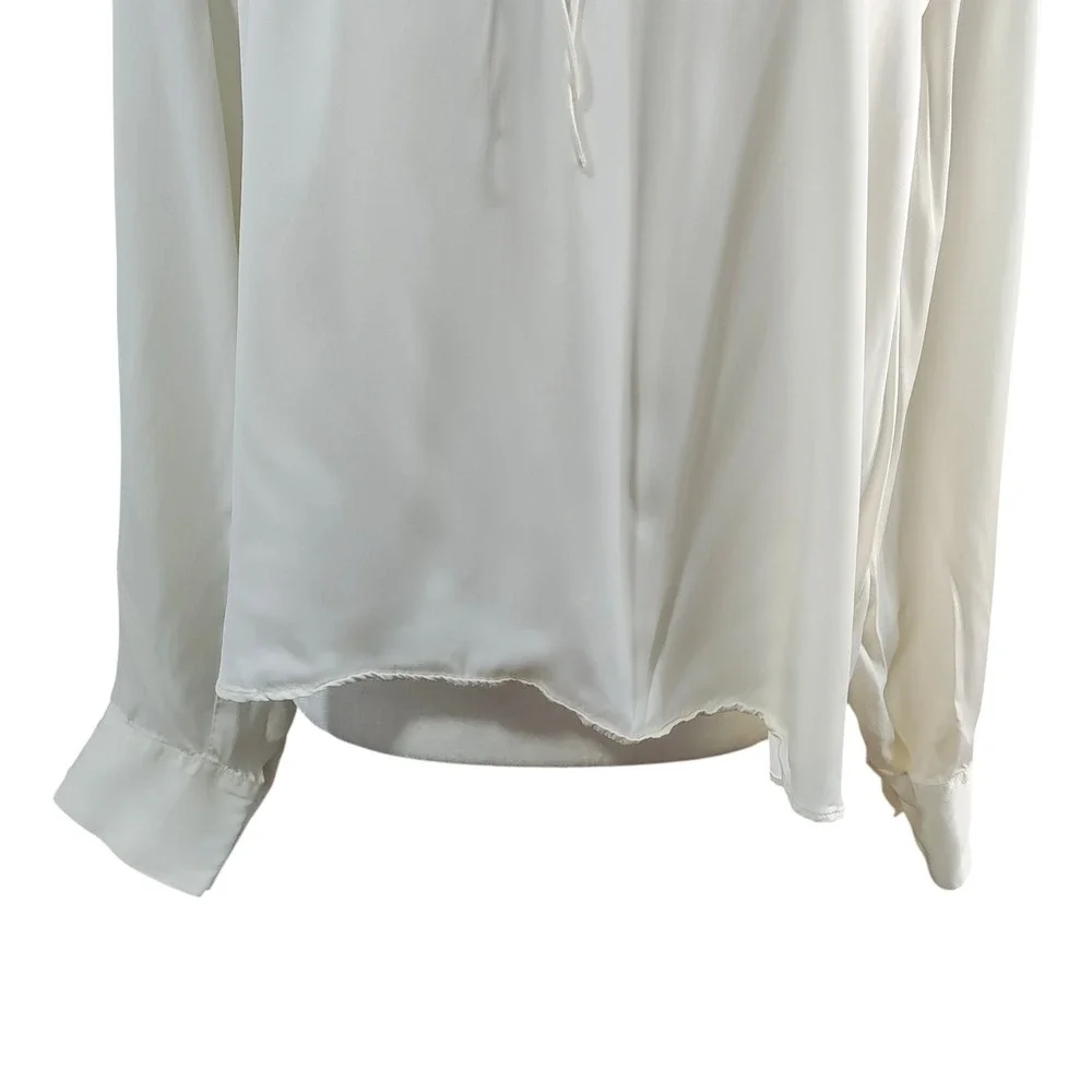 J.Crew Ivory Ruffle Collar Blouse Feminine Regency Coquette Long Sleeve White XL